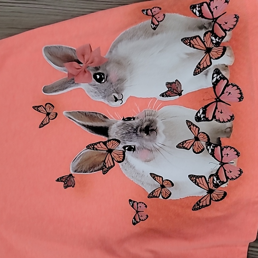 Wonder Nation Coral Dress with Bunny and Butterfly Design - Picture 3 of 5
